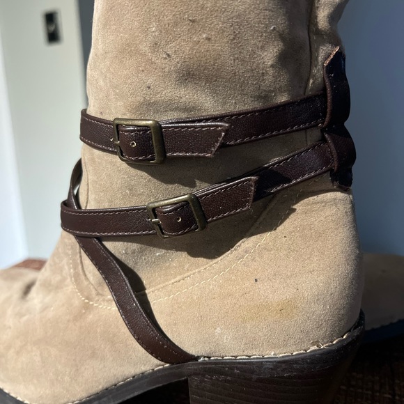 EUC Rampage madalena tan mid calf zip strappy boots size 7.5 women’s - Picture 4 of 11